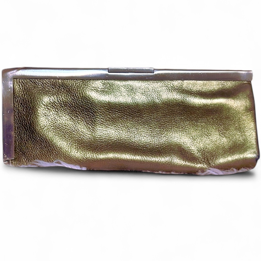 Calvin Klein Y2K Metallic Gold Clutch Handbag Retro Classic Party